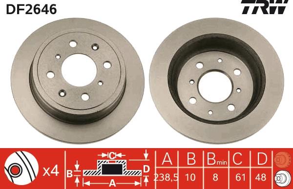 TRW DF2646 - Спирачен диск vvparts.bg