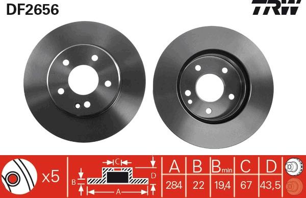 TRW DF2656 - Спирачен диск vvparts.bg