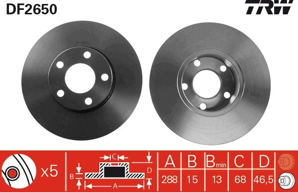 TRW DF2650 - Спирачен диск vvparts.bg