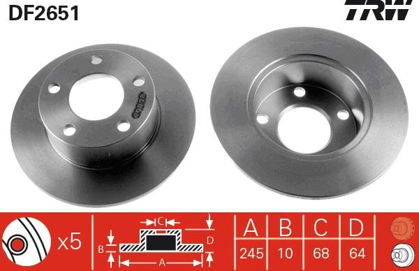 TRW DF2651 - Спирачен диск vvparts.bg