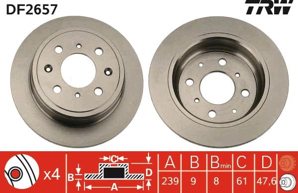 TRW DF2657 - Спирачен диск vvparts.bg