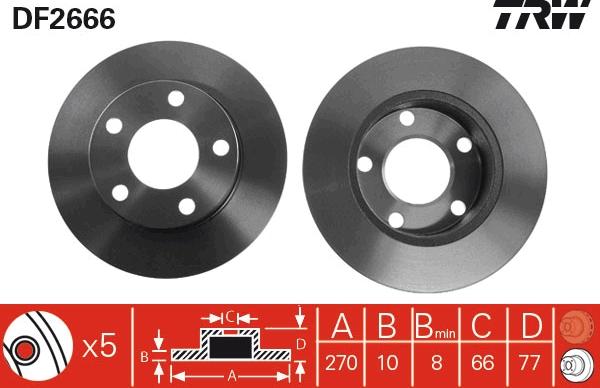 TRW DF2666 - Спирачен диск vvparts.bg