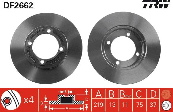 TRW DF2662 - Спирачен диск vvparts.bg