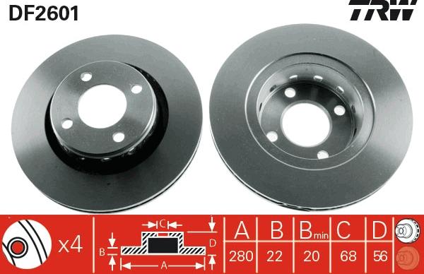 TRW DF2601 - Спирачен диск vvparts.bg