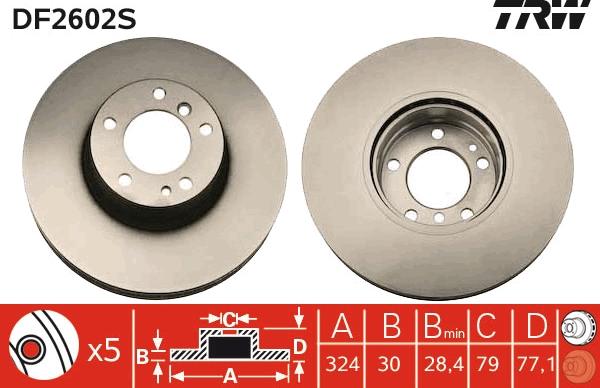 TRW DF2602S - Спирачен диск vvparts.bg