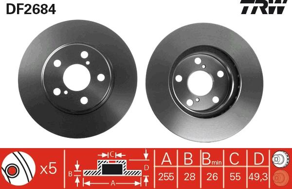 TRW DF2684 - Спирачен диск vvparts.bg