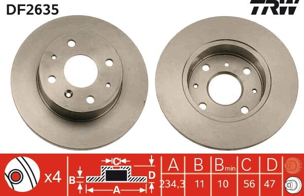 TRW DF2635 - Спирачен диск vvparts.bg