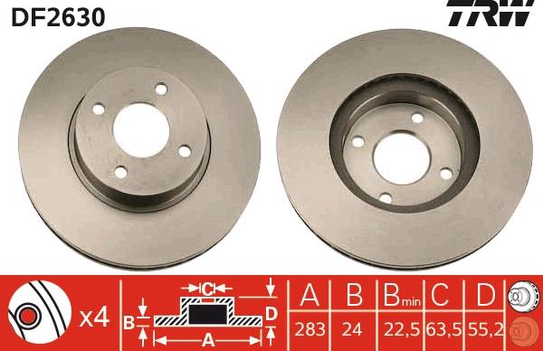 TRW DF2630 - Спирачен диск vvparts.bg