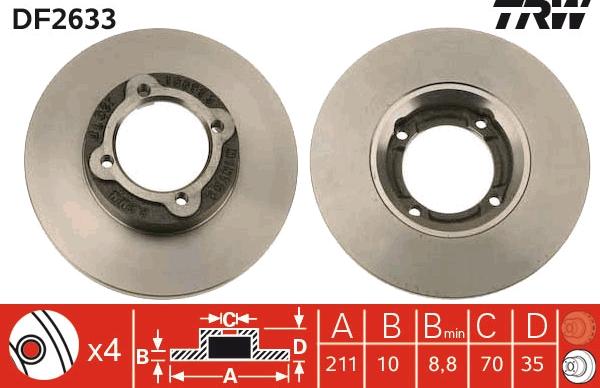 TRW DF2633 - Спирачен диск vvparts.bg