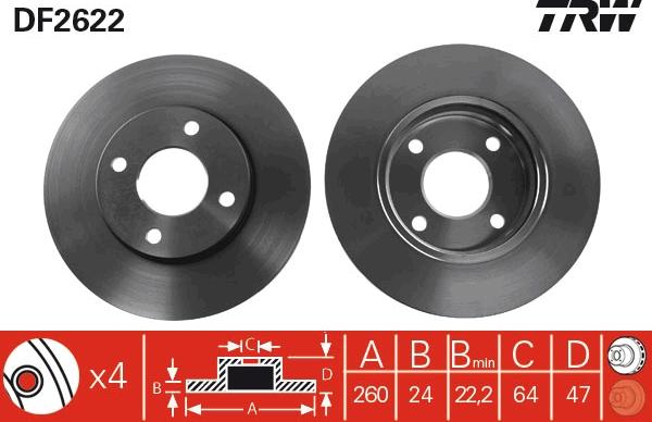 TRW DF2622 - Спирачен диск vvparts.bg