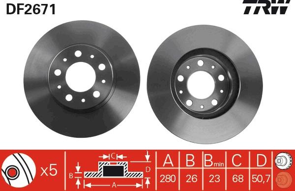 TRW DF2671 - Спирачен диск vvparts.bg