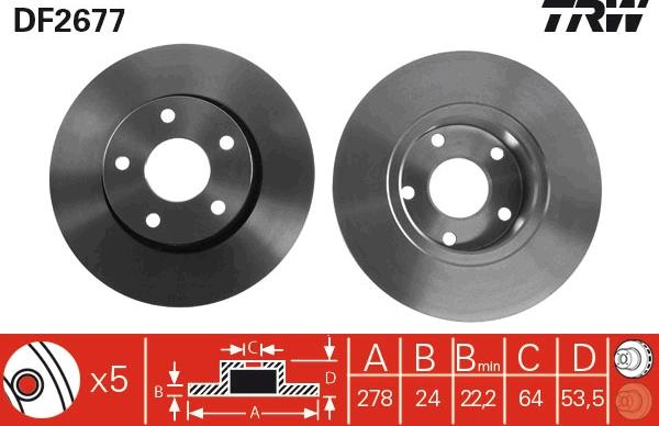 TRW DF2677 - Спирачен диск vvparts.bg