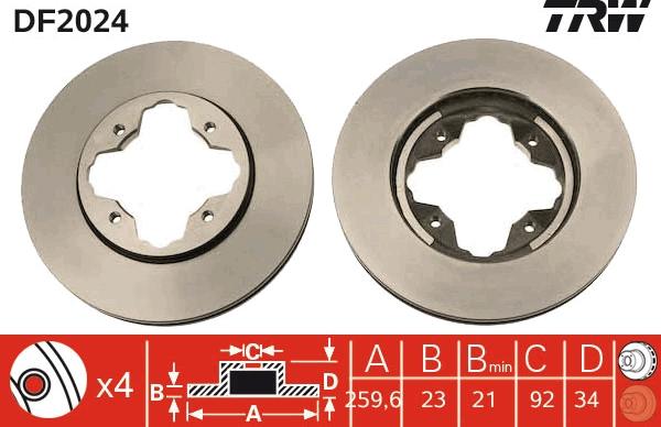 TRW DF2024 - Спирачен диск vvparts.bg