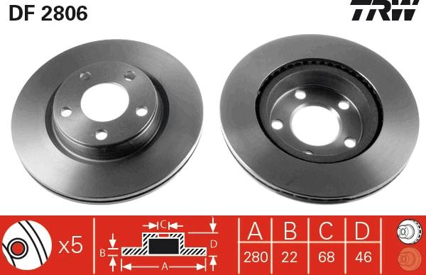 TRW DF2806 - Спирачен диск vvparts.bg