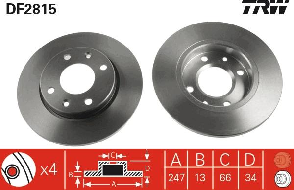 TRW DF2815 - Спирачен диск vvparts.bg