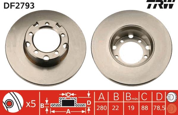 TRW DF2793 - Спирачен диск vvparts.bg