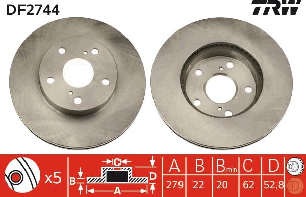 TRW DF2744 - Спирачен диск vvparts.bg