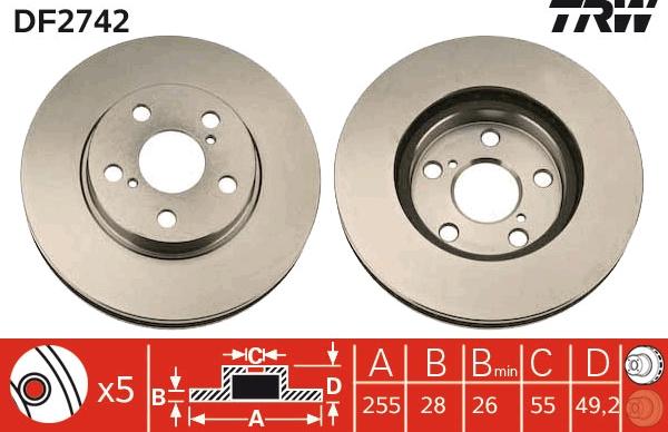 TRW DF2742 - Спирачен диск vvparts.bg