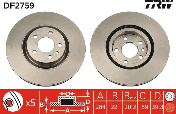 TRW DF2759 - Спирачен диск vvparts.bg