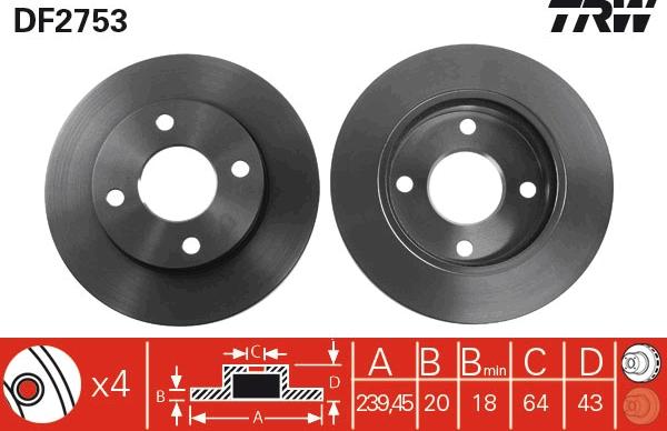 TRW DF2753 - Спирачен диск vvparts.bg