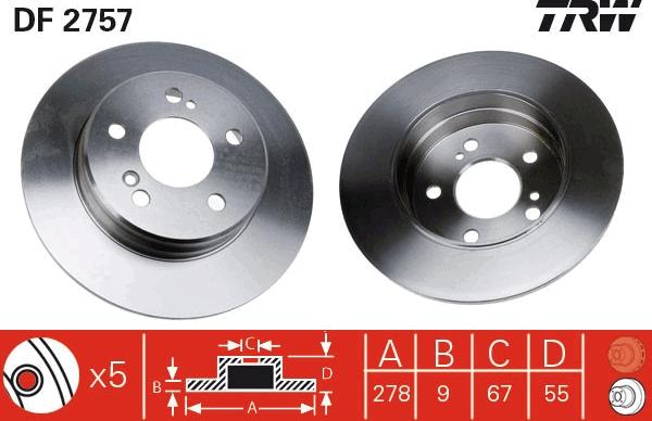 TRW DF2757 - Спирачен диск vvparts.bg