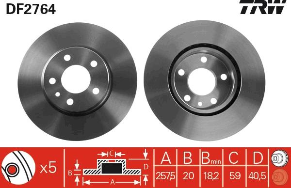 TRW DF2764 - Спирачен диск vvparts.bg