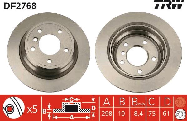 TRW DF2768 - Спирачен диск vvparts.bg