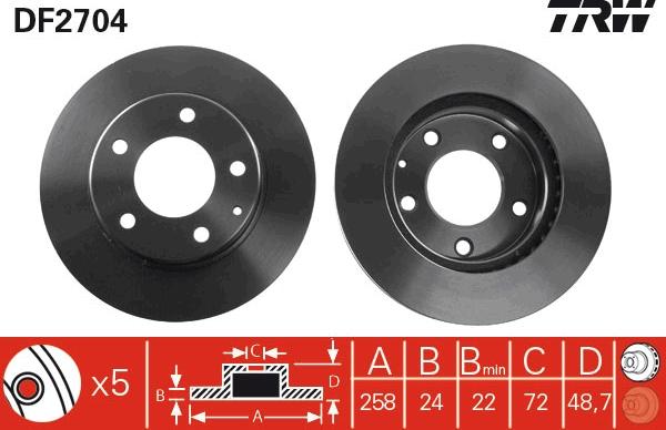 TRW DF2704 - Спирачен диск vvparts.bg