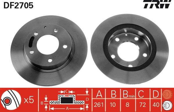 TRW DF2705 - Спирачен диск vvparts.bg