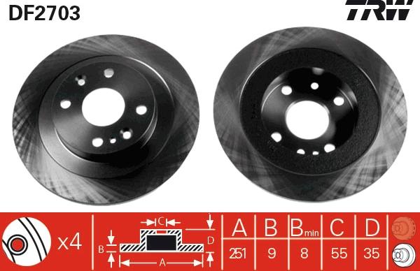 TRW DF2703 - Спирачен диск vvparts.bg