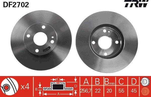 TRW DF2702 - Спирачен диск vvparts.bg