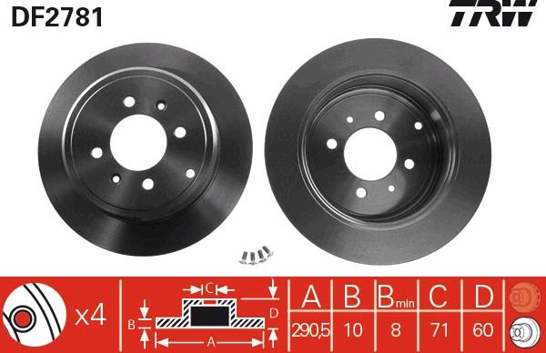 TRW DF2781 - Спирачен диск vvparts.bg