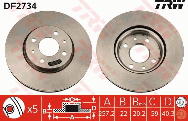 TRW DF2734 - Спирачен диск vvparts.bg