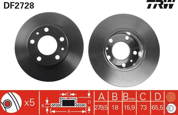 TRW DF2728 - Спирачен диск vvparts.bg