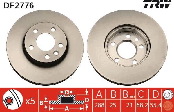 TRW DF2776 - Спирачен диск vvparts.bg