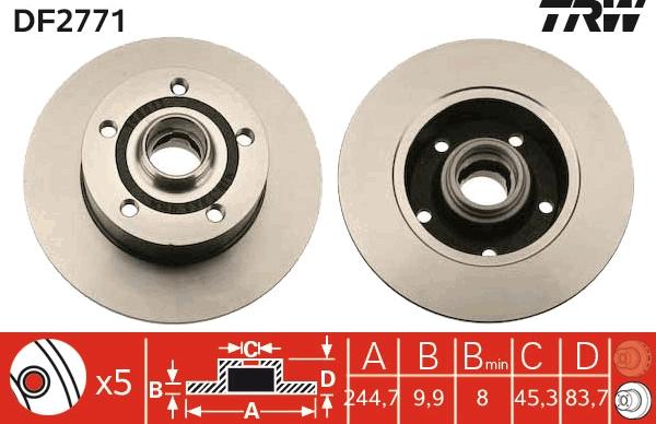 TRW DF2771 - Спирачен диск vvparts.bg