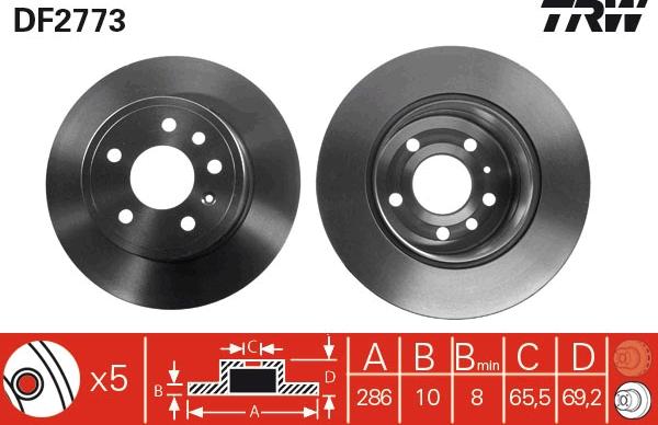 TRW DF2773 - Спирачен диск vvparts.bg