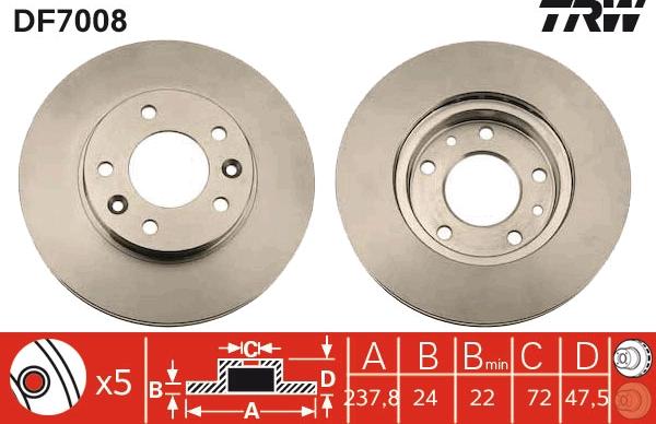 TRW DF7008 - Спирачен диск vvparts.bg