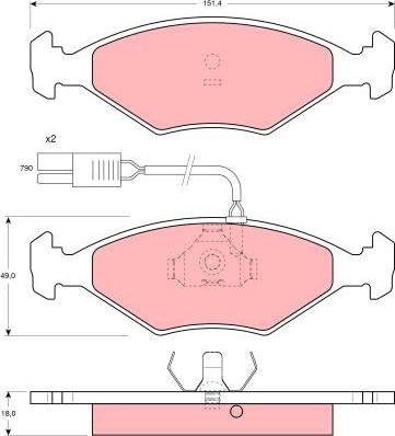 TRW GDB960 - Комплект спирачно феродо, дискови спирачки vvparts.bg