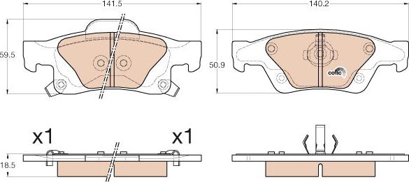 TRW GDB4448 - Комплект спирачно феродо, дискови спирачки vvparts.bg