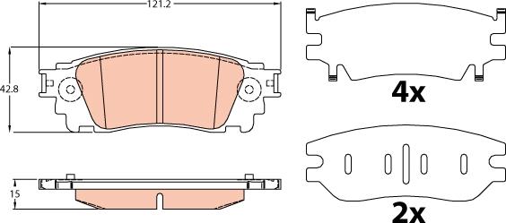 TRW GDB4459 - Комплект спирачно феродо, дискови спирачки vvparts.bg