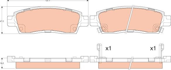 TRW GDB4455 - Комплект спирачно феродо, дискови спирачки vvparts.bg