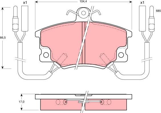 TRW GDB457 - Комплект спирачно феродо, дискови спирачки vvparts.bg