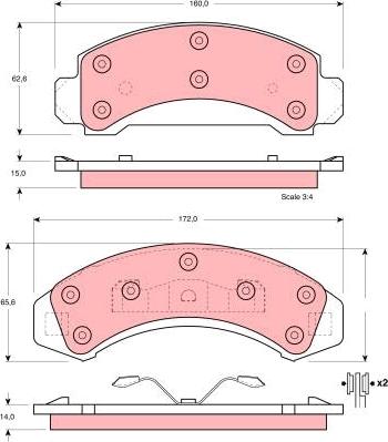 TRW GDB4013 - Комплект спирачно феродо, дискови спирачки vvparts.bg