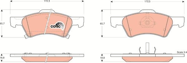 TRW GDB4129 - Комплект спирачно феродо, дискови спирачки vvparts.bg