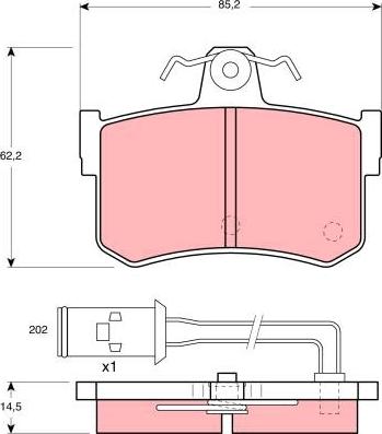 TRW GDB486 - Комплект спирачно феродо, дискови спирачки vvparts.bg