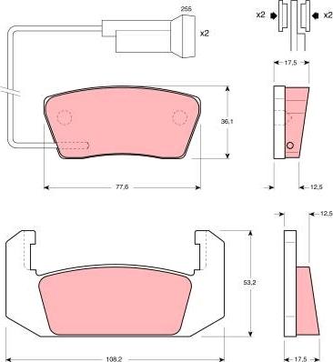 TRW GDB555 - Комплект спирачно феродо, дискови спирачки vvparts.bg