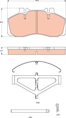 TRW GDB5004 - Комплект спирачно феродо, дискови спирачки vvparts.bg