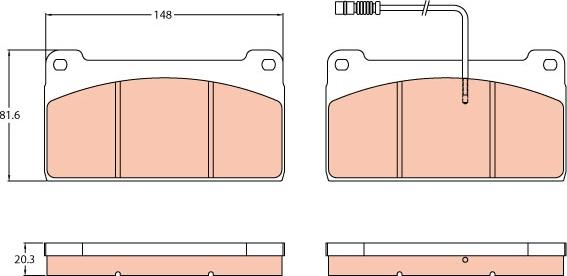 TRW GDB5074 - Комплект спирачно феродо, дискови спирачки vvparts.bg