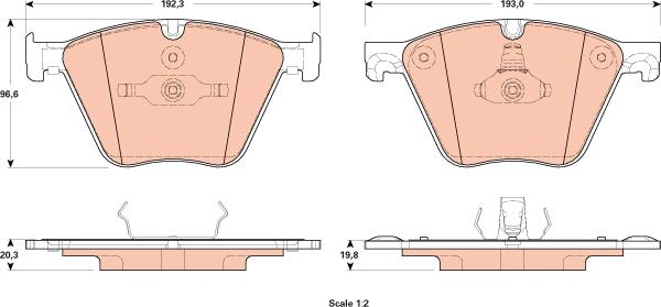 TRW GDB1915 - Комплект спирачно феродо, дискови спирачки vvparts.bg